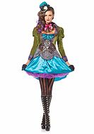 Female Mad Hatter, costume dress, chain, velvet